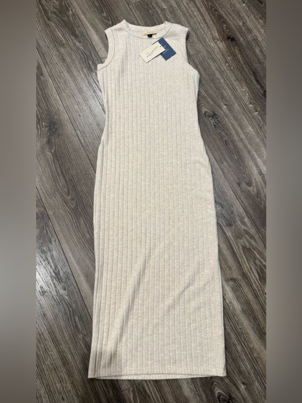 Universal Thread Ribbed Knit Maxi Dress in Light Beige